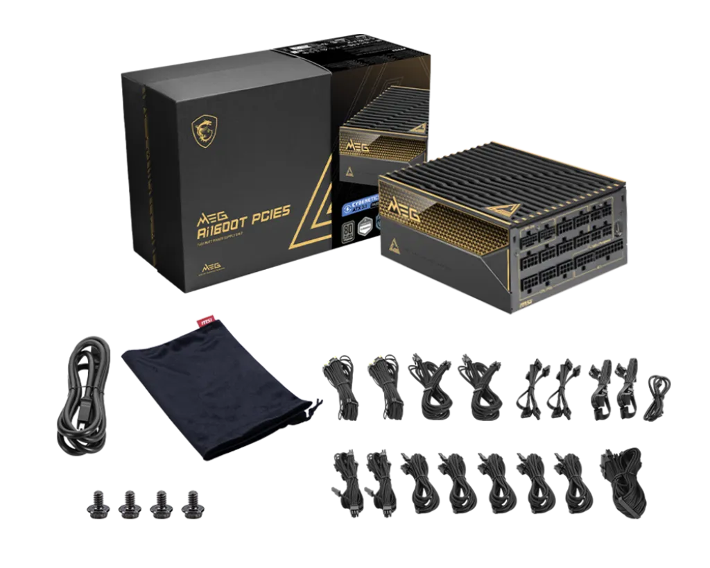 MSI MEG Ai1600T PCIE5 1600W 80 Plus Titanium Fully Modular Power Supply thumbnail